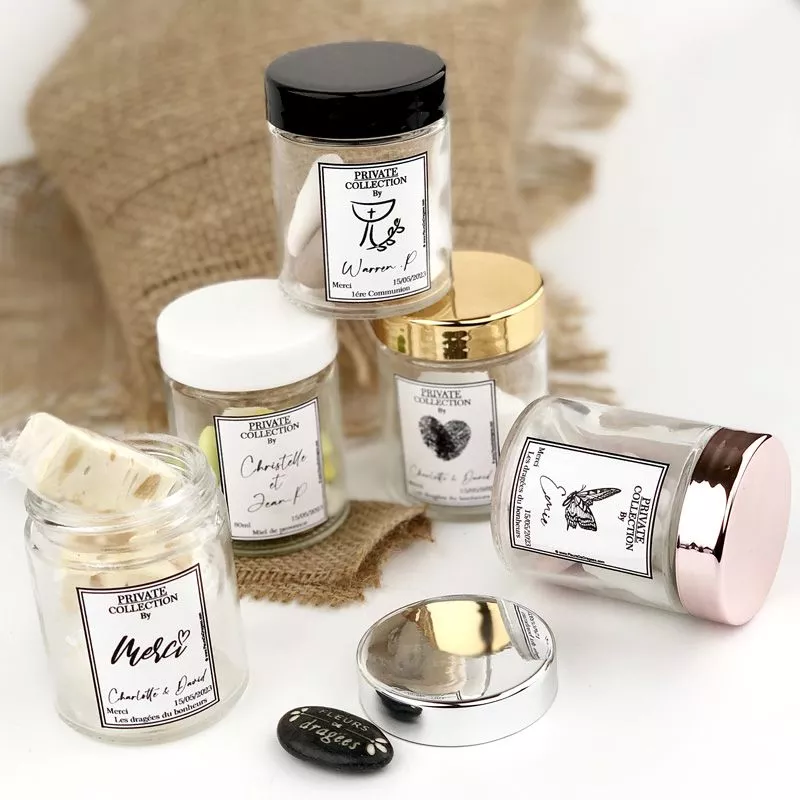 12 Pot apothicaire Transparent 80ml Personnalisée - Déstockage 12 Pot apothicaire Transparent 80ml Personnalisée - Déstockage