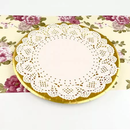 plateaux doré avec napperon (lot de 5) plateaux doré avec napperon (lot de 5)