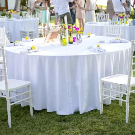 Nappe ronde Tissu Anti tache mariage 300cm - Blanche Nappe ronde Tissu Anti tache mariage 300cm - Blanche