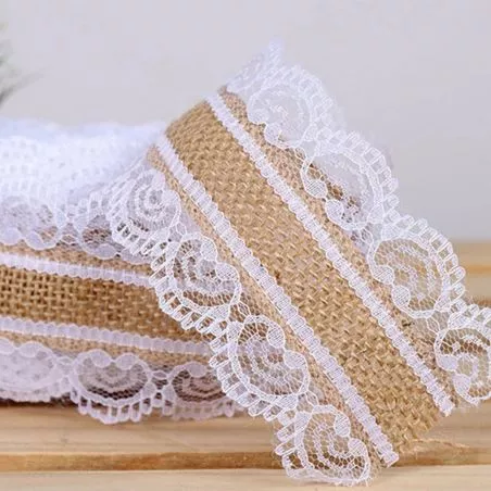 Ruban luxe jute bord dentelle 2m Ruban luxe jute bord dentelle 2m
