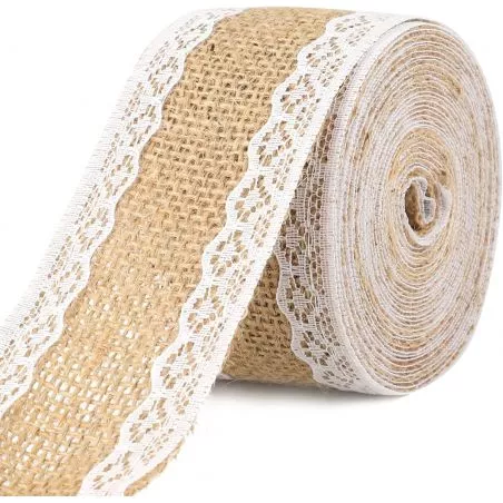 Ruban jute bord dentelle 2m Ruban jute bord dentelle 2m
