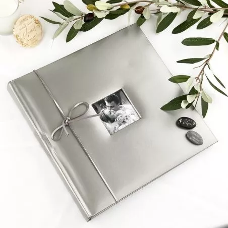 Livre d'or / Album photo mariage Cuir Argent Livre d'or / Album photo mariage Cuir Argent