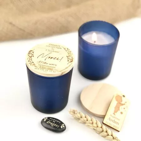 Bougies couvercle Bois effet Givré - Marine Bougies couvercle Bois effet Givré - Marine