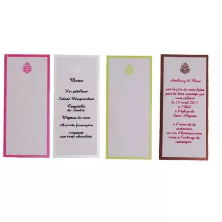 Menu contour irisé avec enveloppes X10 Menu contour irisé avec enveloppes X10
