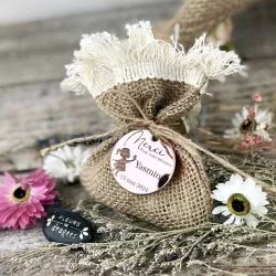 Bourse dragées JUTE Franges (5pcs)