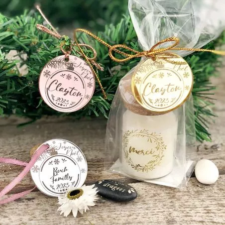 Etiquettes Miroir personnalisées - Boule Noël Etiquettes Miroir personnalisées - Boule Noël