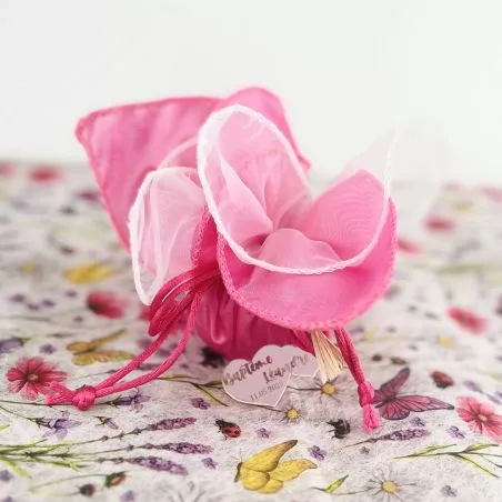 Bourses dragées satinée - fushia (les 12) Bourses dragées satinée - fushia (les 12)