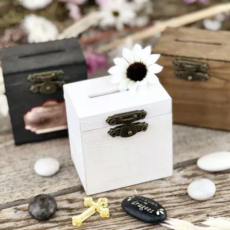 Mini boite bois Tirelire vintage - chocolat Mini boite bois Tirelire vintage - chocolat