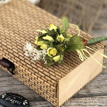 (lot 10) Mini bouquet déco Rose gipsy - Jaune (lot 10) Mini bouquet déco Rose gipsy - Jaune