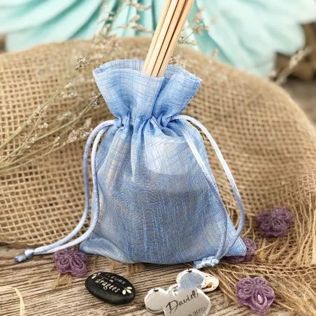 Bourse Organza de coton (12pcs) - Bleu Bourse Organza de coton (12pcs) - Bleu