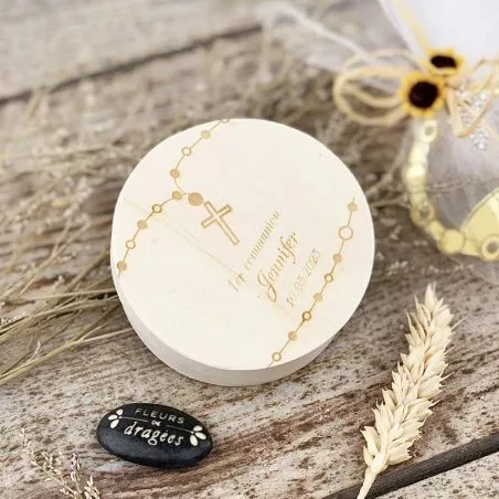 Boite Communion bois - chapelet Boite Communion bois - chapelet