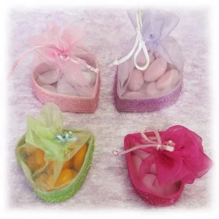 Boite Coeur organza et pailette Boite Coeur organza et pailette
