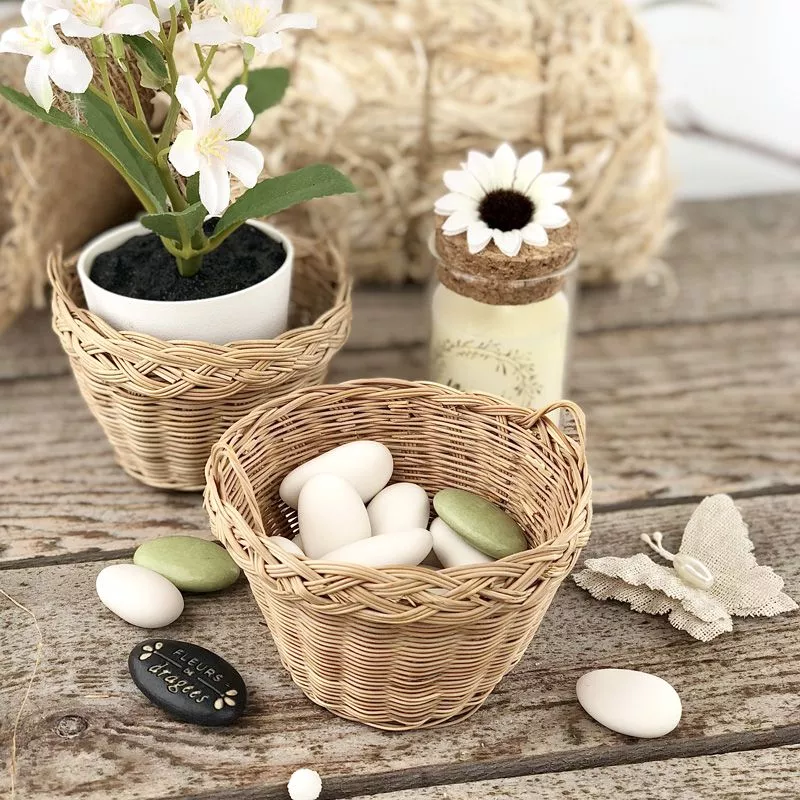 Petit panier corbeille dragées rond avec poigné Petit panier corbeille dragées rond avec poigné