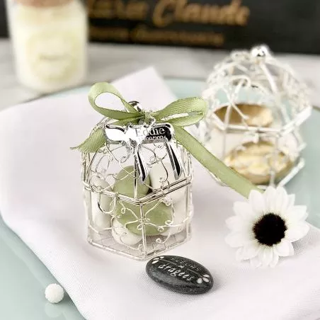 Contenant Mini cage oiseau - Argent Contenant Mini cage oiseau - Argent
