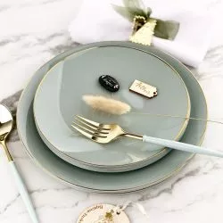 Lot 16 Assiettes réutilisables Gourmet Vert sauge