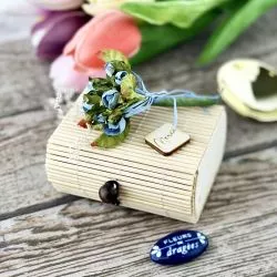 Boite dragées coffre bambou - Crème