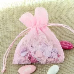Lot de 24 Bourses dragées Dentelle - Rose