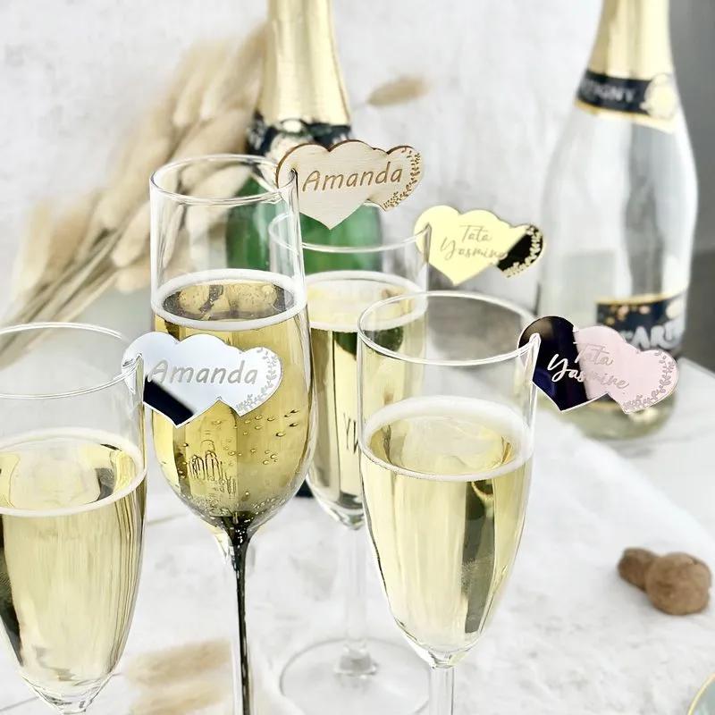 Marque Verre personnalisé Champêtre - Cœur Marque Verre personnalisé Champêtre - Cœur